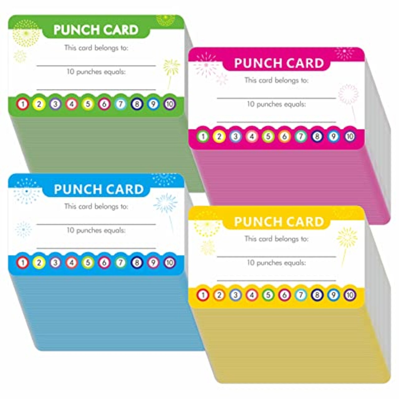102 PCS Punch Cards, Incentive Reward Card Student Awards Loyalty Cards for  Business, Classroom, Kids Behavior, Students, Teachers, 3.5” x 2”, 4 Styles